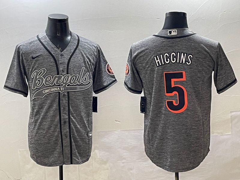 Men Cincinnati Bengals #5 Hiccins Grey Joint Name 2025 Nike Limited NFL Jersey style 7